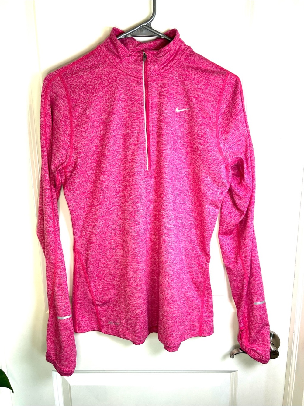Nike Pink Heather Running Element Dri-FIT half zip‎ Long-Sleeve Top Medium